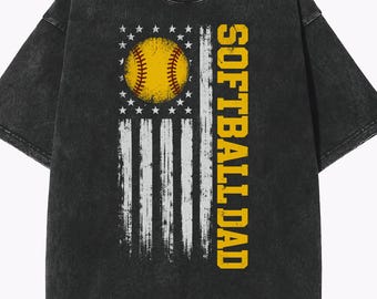 Softball Dad American Flag PNG | Distressed Patriotic Sports Dad Design | Father’s Day Gift | Best Dad Ever Graphic | Digital Download