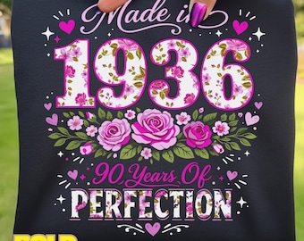 Made in 1936 PNG | 90th Birthday Floral Shirt | 90 Years of Perfection Sublimation Design