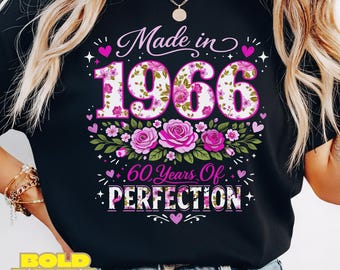 Made in 1966 PNG | 60th Birthday Floral Shirt | 60 Years of Perfection Sublimation Design