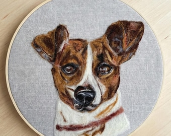 Custom Needle Felted Dog Portrait, Handmade Hoop Art, Dog Owner Gift
