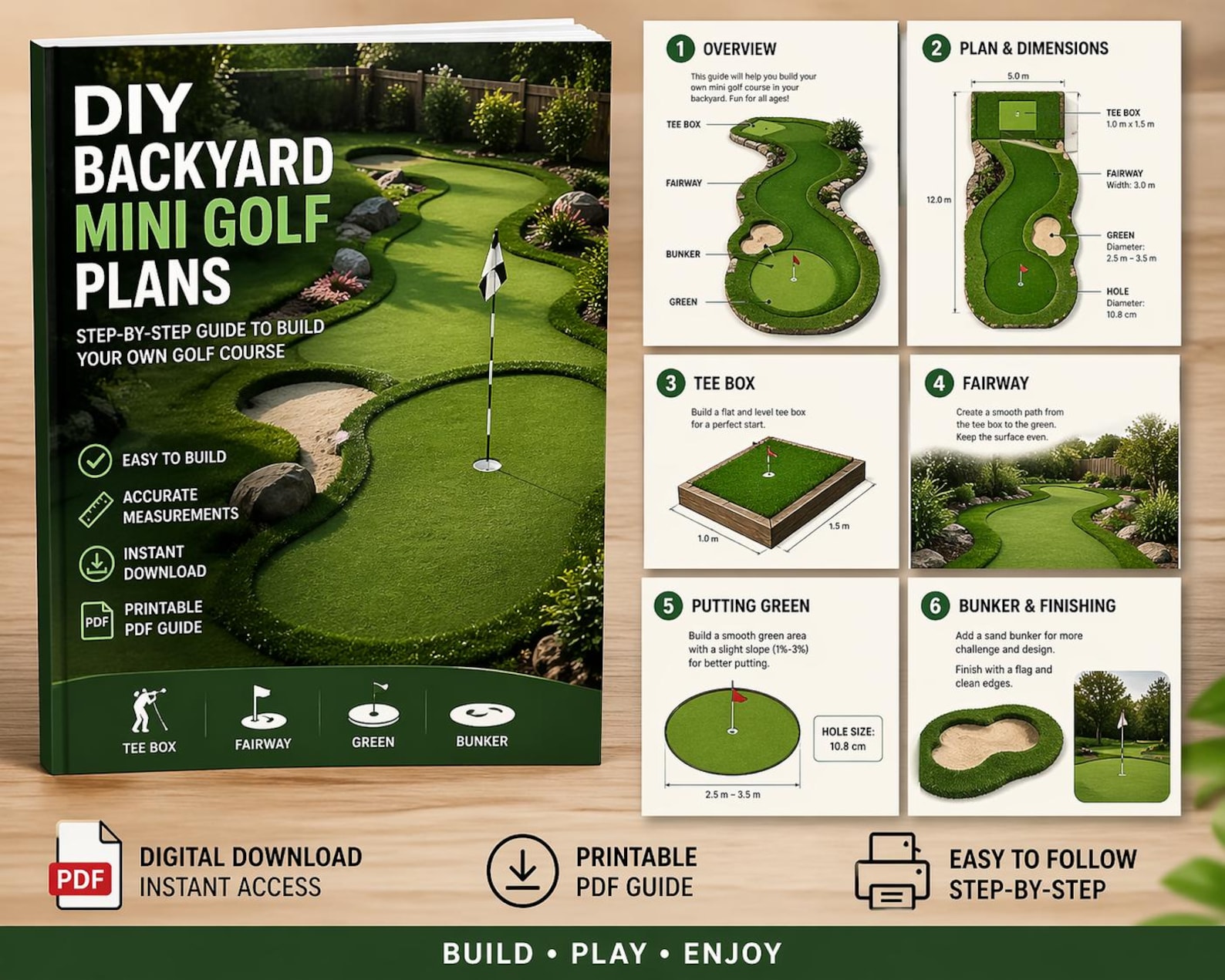 DIY Backyard Mini Golf Course Plans,golf Hole Design Pdfputting Green ...