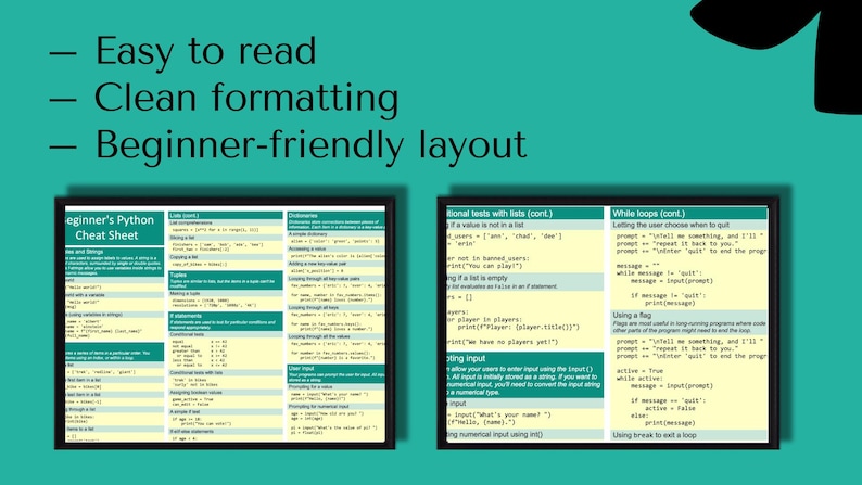 Python Beginner Cheat Sheet - Etsy