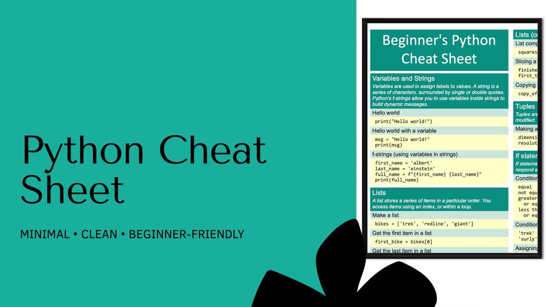 Python Beginner Cheat Sheet - Etsy