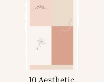 Fondos de pantalla bohemios neutros para teléfono / Fondos estéticos para iPhone / 10 fondos de pantalla PNG para pantalla de bloqueo / Descarga digital minimalista en beige