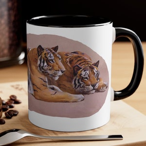 Tigers Coffee Mug, 11oz Mug, Jungle Mug, Tiger Mug, Jungle Lovers Gift, Tiger Gift, Vintage Art Mug, Coffee cup, Christmas gift for Her
