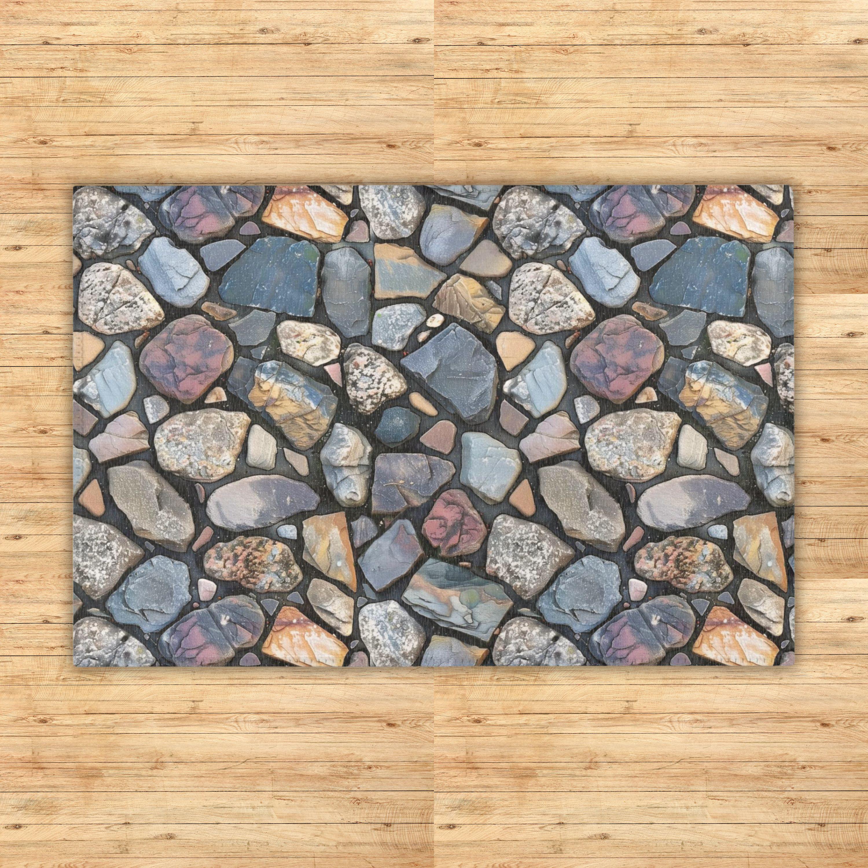 Colorful Cobblestone Area Rug, Home Decor Accent Rug, Boho Style Floor ...