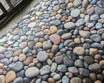 River Rock Area Rugs-Modern Organic-Grey Decor-Nature Decor-Rock Lovers Gift-Geology Gift-Unique Gift-Stone Rug-Living Room Rug-Bedroom Rug