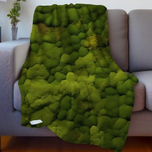 Lush Green Moss Velveteen Plush Blanket, Moss Blanket, Cottagecore Blanket, Cottagecore Decor, Forestcore Blanket, Sofa Blanket-Unique Gift