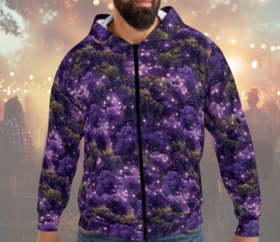 Purple and Green Moss Unisex Zip Hoodie Rave Wear Purple Sweatshirt Purple Hoodie Festival Outfit Fairycore Hoodie Gift for Her Etsy
