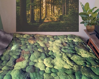 Lush Green Moss Velveteen Plush Blanket, Moss Blanket, Cottagecore Blanket, Cottagecore Decor, Forestcore Blanket, Sofa Blanket-Unique Gift