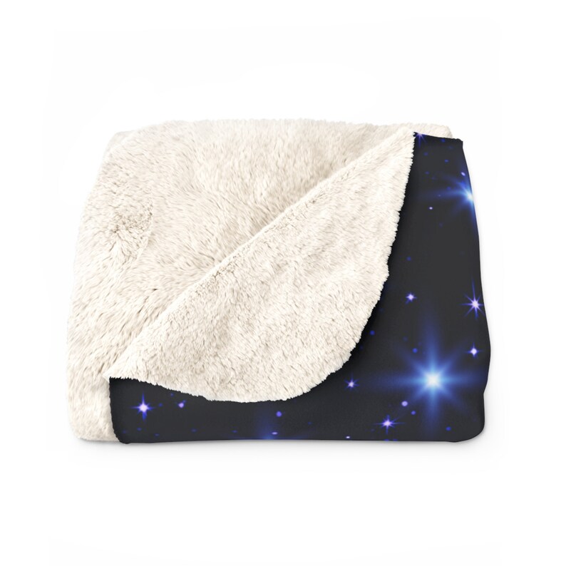 Manta de forro polar Sherpa, diseño de estrellas cósmicas, azul y rosa, suave y cálida, ideal como regalo de decoración para tu habitación, ideal para amantes de la astronomía. imagen 6