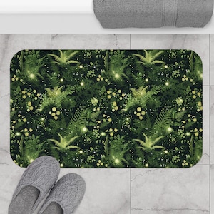 Moss and Ferns Bath Mat, Botanical Bath Mat, Green Bath Mat, Forestcore Decor, Green Aesthetic, Unique Gift, Green Bathroom Decor