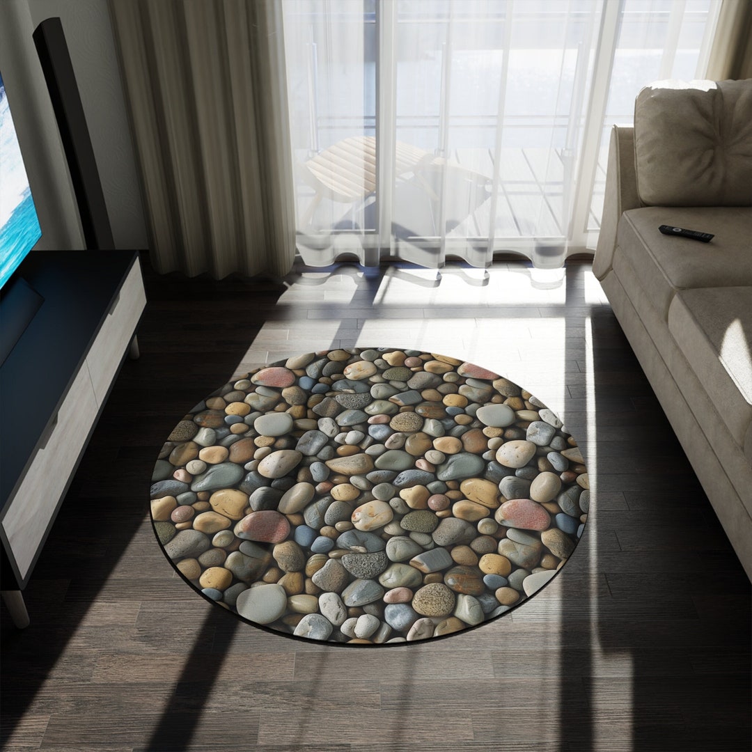 Classroom Rugh With Rocks River Rocks Round Rug-nature Decor-rock Lovers Gift-geology Gift-5ft ...
