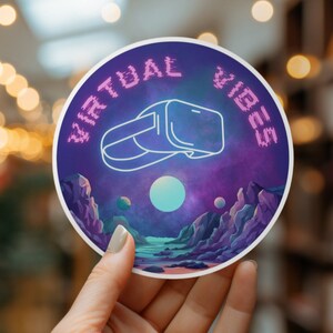 Virtual Reality VR Kiss-Cut vinylstickers, VR-sticker, VR-sticker, VR-cadeau, cadeau voor haar, cadeau voor hem, laptopsticker, virtual reality-cadeau