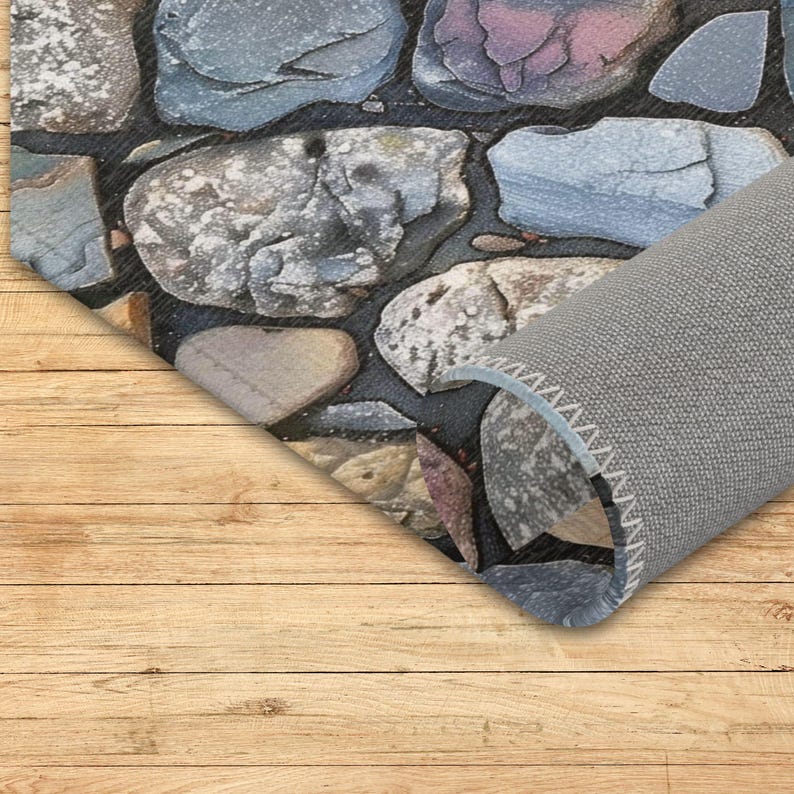 Colorful Cobblestone Area Rug, Home Decor Accent Rug, Boho Style Floor ...