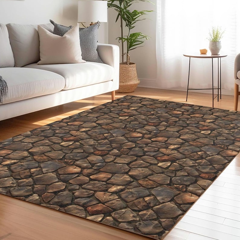 Forest Pathway Rug Brown Cobblestone Area Rug, Forestcore Decor, Rustic Decor,goblincore ...