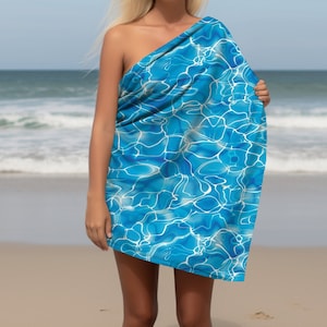 Swimming Pool Ripple Beach Towel, Beach Accessories, Blue Beach Towel, Summer Gift, Vacation Gift, Swimmer&#39;s Gift, Large Beach Towel