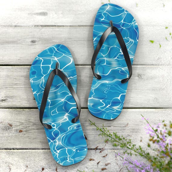 Water Reflection Pool Ripple Flip Flops Summer Sandals Blue Flip Flop Sandals Summer Gift Vacation Cruise Beach Flip Flops Etsy UK