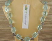 18-1 4 quot Necklace of Large Blue Quartz Nuggets, Sterling Silver beads and spacers, and 4mm Apatite Rondells