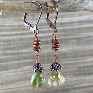 Czech Gilded Glass Peaks & Copper Earrings