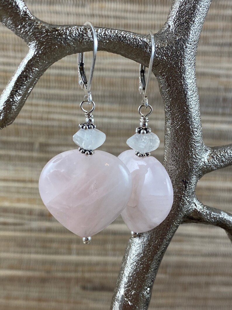 Moonstone /& Sterling Silver Earrings Rose Quartz