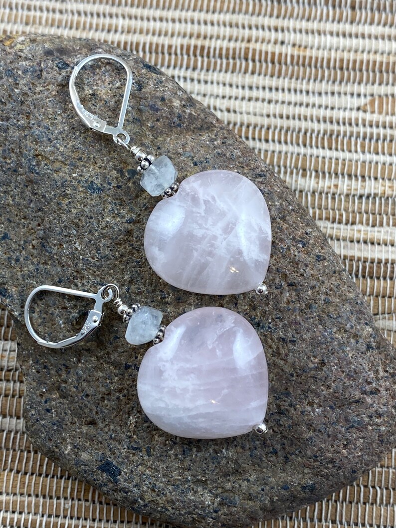 Moonstone /& Sterling Silver Earrings Rose Quartz