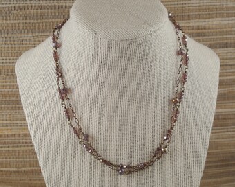 Lavender Czech Glass and Copper Necklace