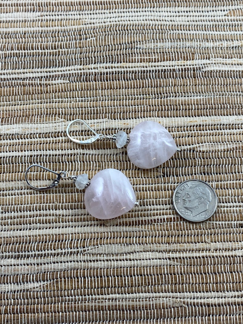 Moonstone /& Sterling Silver Earrings Rose Quartz