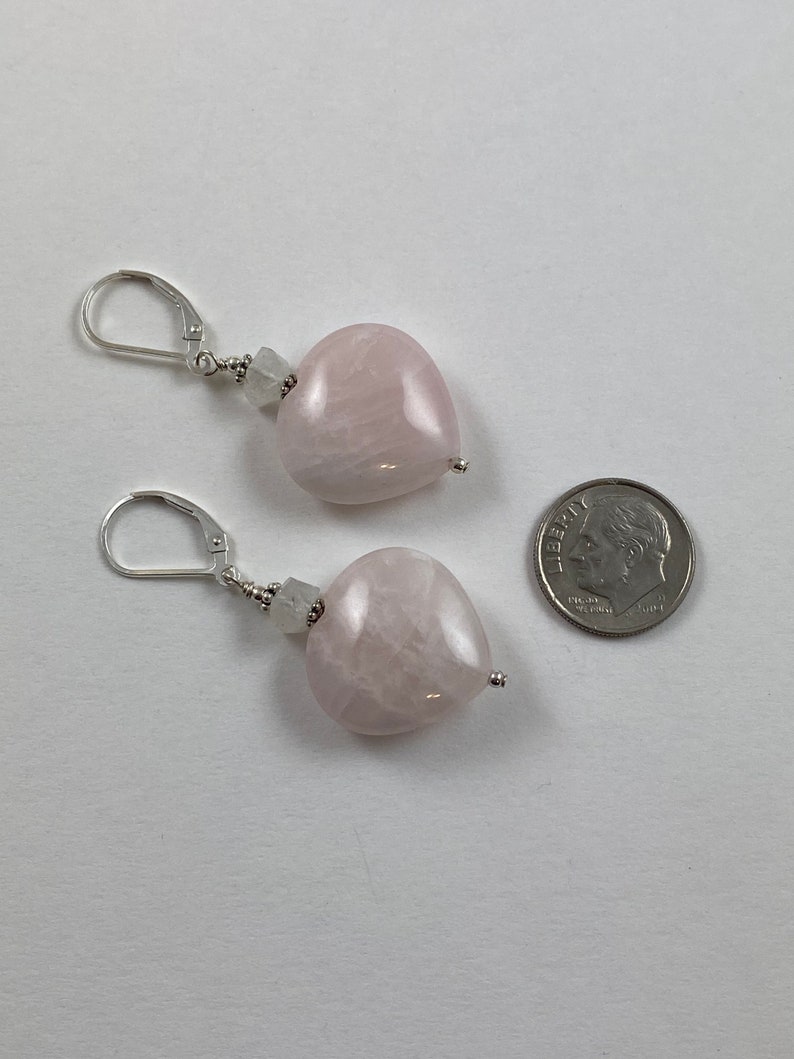 Moonstone /& Sterling Silver Earrings Rose Quartz