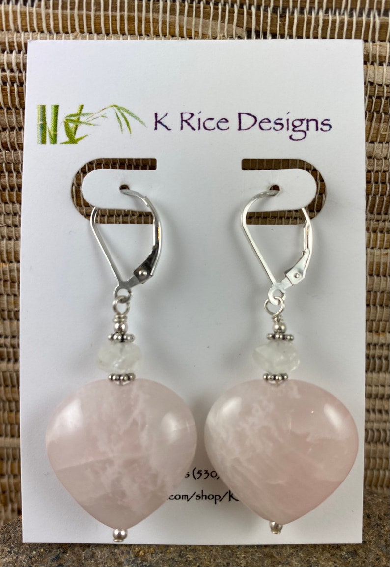 Moonstone /& Sterling Silver Earrings Rose Quartz