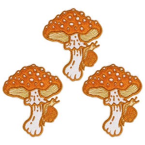 Snail Grasshopper Embroidered Patch, Cute Garden Bug Iron On Applique, Nature Insect Sew On Badge, Jacket Backpack Patch