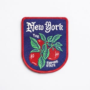 New York Embroidered Patch, Personalized State Map Badge, Iron On Souvenir, NYC Empire State Decor, Brooklyn Manhattan Upstate Travel Gift
