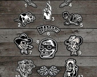 Western Tattoo Style Embroidered Patch, Traditional Ink Cowboy Iron On Applique
