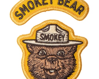 Vintage Smokey Bear Embroidered Patch, National Park Forest Ranger Badge, Only You Prevent Wildfires Iron On, Outdoorsy Gift, Camping Decor