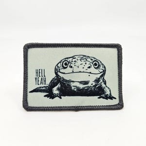 Hellbender Hell Yeah Embroidered Patch, Funny Salamander Iron On Applique, Amphibian Gift
