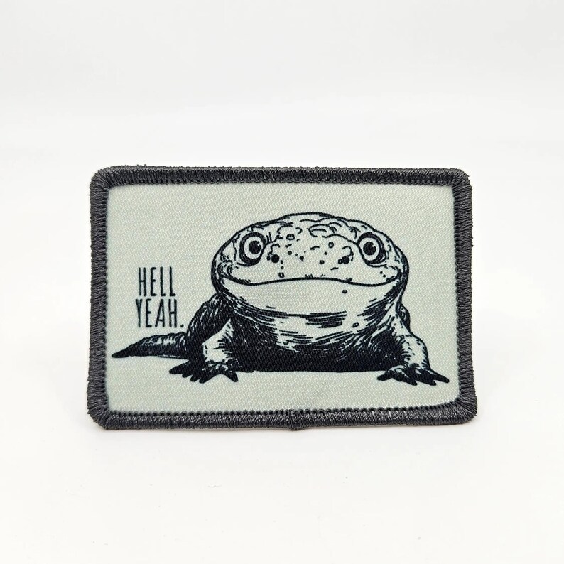Hellbender Hell Yeah Embroidered Patch, Funny Salamander Iron On Applique, Amphibian Gift afbeelding 1