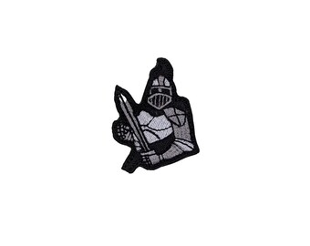 Knight Embroidered Patch, Medieval Armor Iron On Applique, Fantasy RPG Sew On Badge for Denim Jacket, Templar Sword Backpack Decal