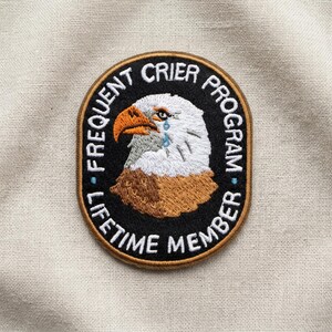 Frequent Crier Program Embroidered Patch, Funny Emotional Iron On Applique, Crybaby Badge