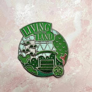 Living With The Land Embroidered Patch, Greenhouse Garden Iron On Applique, Retro Future World Sew On Badge, Nature Science Fan Decal