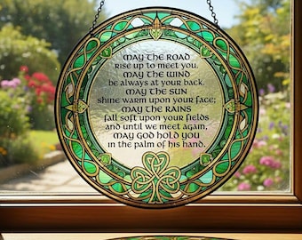 Stained Glass Irish Blessing Suncatcher, Celtic Window Decor, Irish Blessing St. Patrick’s Day Gift, St. Patrick’s Day Decor