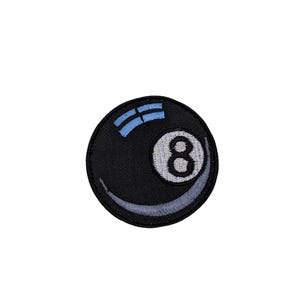 8 Ball Patch, Retro Billiards Iron On Applique, Y2K Streetwear Jacket Badge, Biker Vest Embroidered Patch, Skater Backpack Sew On