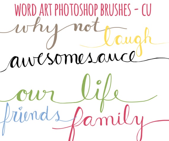 Photoshop Text Brushes Word Art INSTANT DOWNLOAD Commercial | Etsy