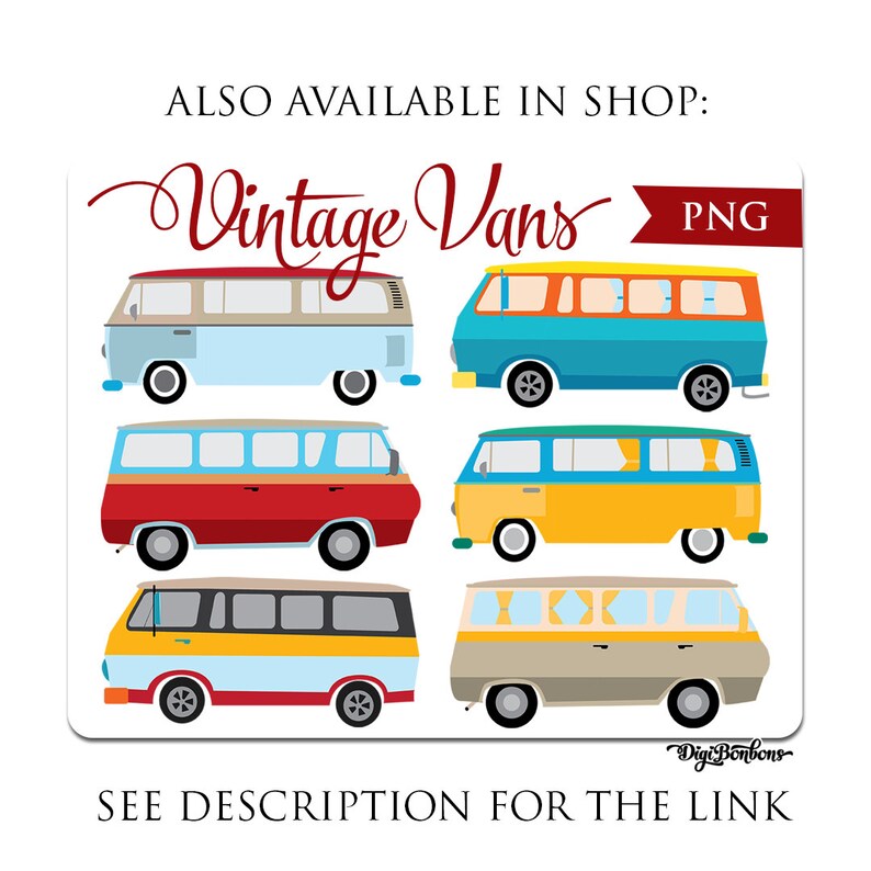 Vintage Van Blackline Clipart, INSTANT DOWNLOAD, Black White Digital ...