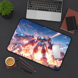 Mecha Battle Scene Desk Mat | Robot Gundam Mech Warfare Mousepad