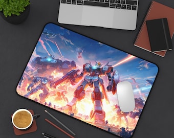 Mecha Battle Scene Desk Mat | Robot Gundam Mech Warfare Mousepad
