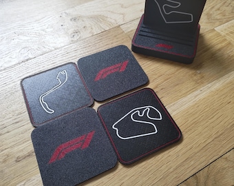 F1 Circuit Coasters | Formula 1 Coaster Set Spa Monza Monaco Silverstone | F1 Fan Designer Coasters