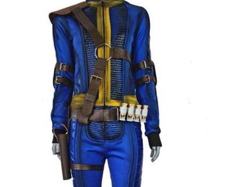 Fallout Vault Suit Set | Vault 33 & Vault 101 Cosplay Costumes with Leather Belt, Gamer Duo Outfit