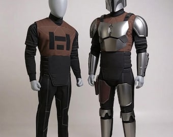 Mandalorian Star Wars Costume Full Set | Beskar Armor Cosplay Suit with Flight Suit & Vest | Galactic Bounty Hunter Halloween Costume