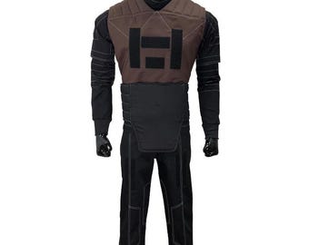 Costume da cacciatore di taglie della Guardia della Morte Mandaloriana, marrone / Tuta da volo per cosplay di Star Wars, 4 pezzi / Base per armatura mandaloriana personalizzata
