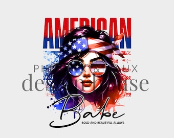 American Babe PNG-bundel, patriottisch meisje, shirtontwerp 4 juli (digitale download)